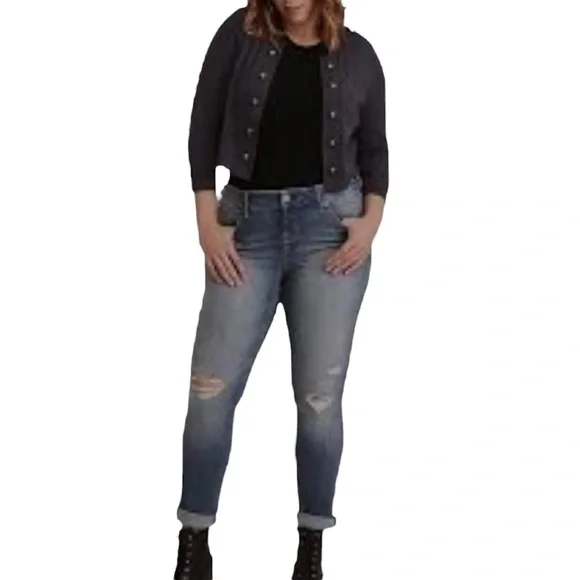 Torrid Denim Jeans Hi-Rise Dark Blue Wash 5 Pocket Stretch Raw Hem - Picture 12 of 12